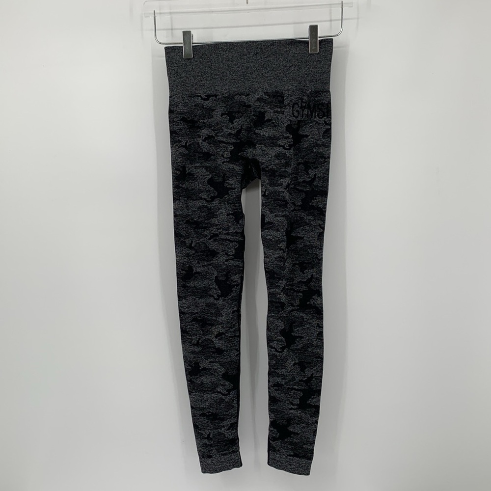 Gymshark leggings black gray camo active compression print women Small